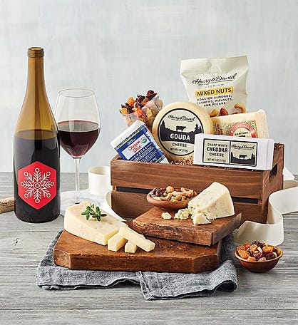 Holiday Gourmet Cheese Gift with Wine